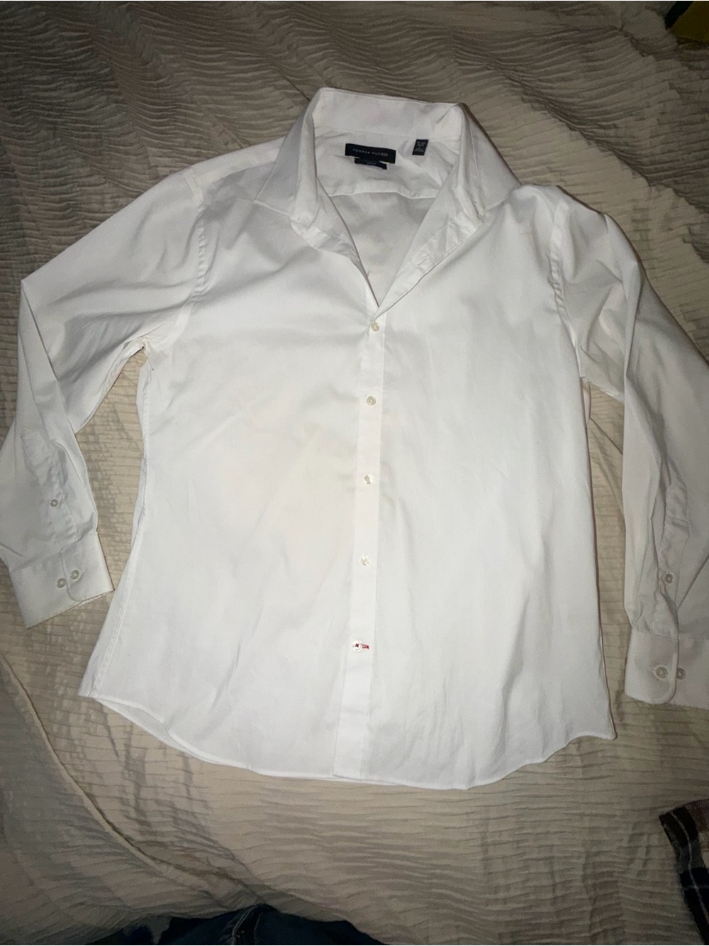 Tommy Hilfiger Men's White Dress Shirt - Classic Spread Collar